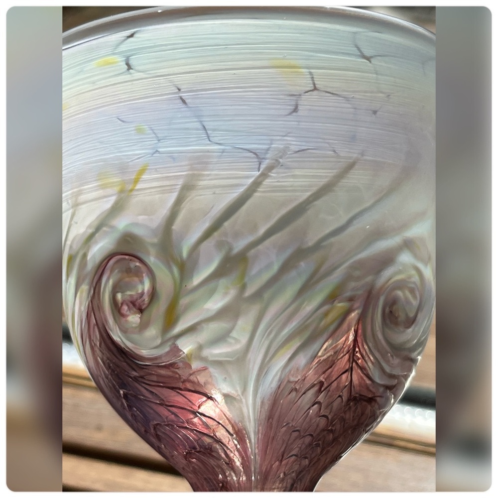 Ron Hinkle-Glass Art Hand Blown/Hand Signed-2004 Wine Goblet-Rare. - Picture 4 of 9